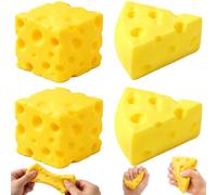 4 Pcs Butter Squishy and Cheese Squishying Set, for Anxiety Relief and Daily Decorations Portable Cube and Triangle Butter and Cheese Squishy Cheeses,Sensory Toy Relieves Stress Squishying Cheese