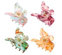 4 PCS Butterfly Hair Claw Clips Hair Jaw Clamp Clips Tortoise Acrylic Non-Slip Hair Clasp Claw Comfortable Strong Grip French Style Butterfly Hair Claw For Girls Women(Medium Size)