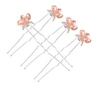 4 Pcs Butterfly Rhinestone Hairpins U Shaped Metal Bridal Pins | Delicate Design, Secure Grip for Formal Occasions, Comfortable Wear, Simple to Use for Women