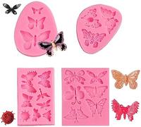 4 Pcs Butterfly Shape Silicone Baking Mould for Dough, Chocolate, Cupcake and Clay Decoration