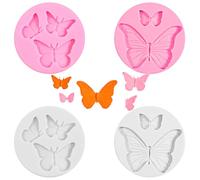 4 PCS Butterfly Silicone Molds, Mini Butterfly Fondant Mold, Chocolate Cake Decoration Mold for Soap Candle Craft Making Resin Clay Casting Craft Mould
