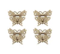 4 Pcs Cabinet Box Latch Hasp with 30 Pcs Screws, Antique Toggle Hasp Latch Retro Style Decorative Pad Lock Hardware, Decorative Latch Hasp for Cabinet Chest Jewelry Box