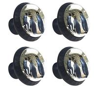 4 Pcs Cabinet Knobs for Drawer Dresser Kitchen Cabinets Wardrobe Bathroom Cute King Penguin Picture