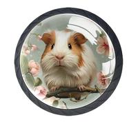 4 pcs Cabinet Knobs with Guinea Pig Cute Cabinet Pull Handle, Kitchen Dresser Door Knob Hardware Cupboard Handles with Screws Cabinet Pulls 35mm