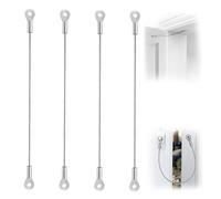4 Pcs Cabinet Window Door Restrictor - 8" Stainless Steel Door Restraint Cable - Flexible Braided Limiter Lanyards for Chest Cupboard Doors Hinge Restraint for Families, and DIY Users
