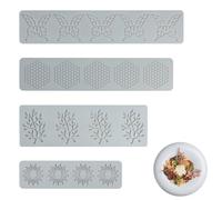 4 Pcs Cake Fondant Mold, Honeycomb Molds Silicone Fondant Leaf Candy Moulds 3D Hollow Leaves Shape Silicone Mould Lace Molds Silicone for Baking Cake Chocolate Sugarpaste Fondant Butter Soap