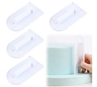 4 PCS Cake Smoother Polisher Set 14.5cm×8cm Flat Edge Cake Scraper and Curved Edge Smoother, Fondant Smoother for Icing, Buttercream & Cream, and Fondant Decoration