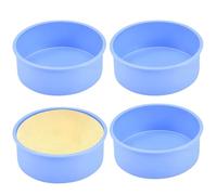 4 Pcs Cake Tins for Baking,6 Inch Non-Stick Silicone Cake Round Mould,Air Fryer Small Cake Tins Pastry Baking Tray for Layer Cake Cheesecake Vegetable Pancakes DIY Cakes(Blue)