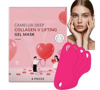 4 Pcs Camellia Deep Collagen V Lifting Gel Mask,V-Line Lifting Neck Mask