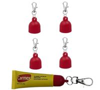 4 Pcs Cap for Carmex Classic Lip Balm 0.35 oz, Portable Holder Keychain Cap Lip Repair Tubes Red
