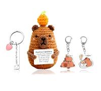 4 Pcs Capybara Positive Crochet Animals, Positive Gifts, Capybara Keyring