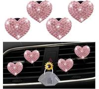 4 PCS Car Air Freshener Vent Clips, Bling Heart-Shape Cars Diffuser Vent Clip Crystal Rhinestone Air Conditioner Bedazzled Decoration Pink Car Accessories for Women Girls (Pink)