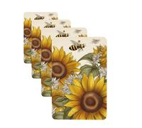 4 Pcs Car Air Fresheners Decorative Car Air Freshener Card Long Lasting Hanging Fragrance Scented Bees Sunflowers Daisy Rose Flowers Car Aromatherapy Tablets Rearview Mirror Pendant for Men Women