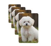 4 Pcs Car Air Fresheners Decorative Car Air Freshener Card Long Lasting Hanging Fragrance Scented Bichon Frise Dog Car Aromatherapy Tablets Rearview Mirror Pendant for Men Women