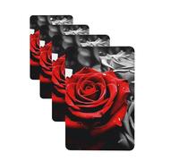 4 Pcs Car Air Fresheners Decorative Car Air Freshener Card Long Lasting Hanging Fragrance Scented Black White and Red Roses Car Aromatherapy Tablets Rearview Mirror Pendant for Men Women