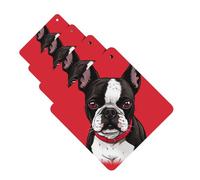 4 Pcs Car Air Fresheners Decorative Car Air Freshener Card Long Lasting Hanging Fragrance Scented Boston Terrier Dog Red Car Aromatherapy Tablets Rearview Mirror Pendant for Men Women