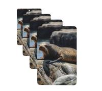 4 Pcs Car Air Fresheners Decorative Car Air Freshener Card Long Lasting Hanging Fragrance Scented Brown Seal on the Rock Car Aromatherapy Tablets Rearview Mirror Pendant for Men Women