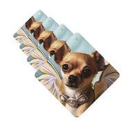 4 Pcs Car Air Fresheners Decorative Car Air Freshener Card Long Lasting Hanging Fragrance Scented Brown Chihuahua Angel Wings Car Aromatherapy Tablets Rearview Mirror Pendant for Men Women