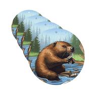 4 Pcs Car Air Fresheners Decorative Car Air Freshener Card Long Lasting Hanging Fragrance Scented Busy Beaver Cartoon Car Aromatherapy Tablets Rearview Mirror Pendant for Men Women
