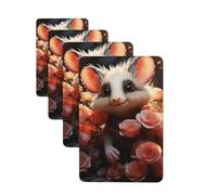 4 Pcs Car Air Fresheners Decorative Car Air Freshener Card Long Lasting Hanging Fragrance Scented Cartoon Opossum and Roses Car Aromatherapy Tablets Rearview Mirror Pendant for Men Women