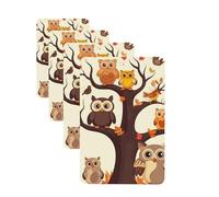 4 Pcs Car Air Fresheners Decorative Car Air Freshener Card Long Lasting Hanging Fragrance Scented Cartoon Family Owls On The Brown Tree Car Aromatherapy Tablets Rearview Mirror Pendant for Men Women