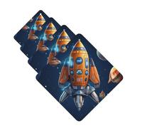 4 Pcs Car Air Fresheners Decorative Car Air Freshener Card Long Lasting Hanging Fragrance Scented Cartoon Spaceship Rocket Car Aromatherapy Tablets Rearview Mirror Pendant for Men Women