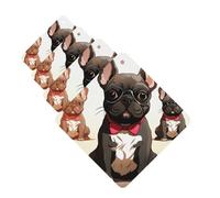 4 Pcs Car Air Fresheners Decorative Car Air Freshener Card Long Lasting Hanging Fragrance Scented Cartoon dog french bulldog Car Aromatherapy Tablets Rearview Mirror Pendant for Men Women
