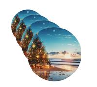 4 Pcs Car Air Fresheners Decorative Car Air Freshener Card Long Lasting Hanging Fragrance Scented Christmas Tree on the Beach Car Aromatherapy Tablets Rearview Mirror Pendant for Men Women