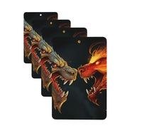 4 Pcs Car Air Fresheners Decorative Car Air Freshener Card Long Lasting Hanging Fragrance Scented Chic Cool Two Fighting Roaring Dragon Car Aromatherapy Tablets Rearview Mirror Pendant for Men Women