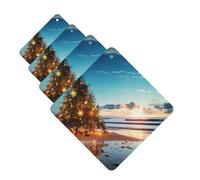 4 Pcs Car Air Fresheners Decorative Car Air Freshener Card Long Lasting Hanging Fragrance Scented Christmas Tree on the Beach Car Aromatherapy Tablets Rearview Mirror Pendant for Men Women