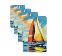 4 Pcs Car Air Fresheners Decorative Car Air Freshener Card Long Lasting Hanging Fragrance Scented Colorful Sail Boat Car Aromatherapy Tablets Rearview Mirror Pendant for Men Women
