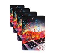 4 Pcs Car Air Fresheners Decorative Car Air Freshener Card Long Lasting Hanging Fragrance Scented Colorful Piano Keyboard Music Note Car Aromatherapy Tablets Rearview Mirror Pendant for Men Women