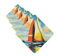 4 Pcs Car Air Fresheners Decorative Car Air Freshener Card Long Lasting Hanging Fragrance Scented Colorful Sail Boat Car Aromatherapy Tablets Rearview Mirror Pendant for Men Women
