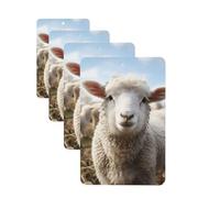 4 Pcs Car Air Fresheners Decorative Car Air Freshener Card Long Lasting Hanging Fragrance Scented Cute Sheep Lamb Car Aromatherapy Tablets Rearview Mirror Pendant for Men Women