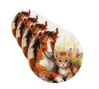 4 Pcs Car Air Fresheners Decorative Car Air Freshener Card Long Lasting Hanging Fragrance Scented Cute Horse and Cat Car Aromatherapy Tablets Rearview Mirror Pendant for Men Women
