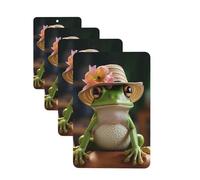 4 Pcs Car Air Fresheners Decorative Car Air Freshener Card Long Lasting Hanging Fragrance Scented Cute Frog in Hat Car Aromatherapy Tablets Rearview Mirror Pendant for Men Women