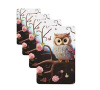 4 Pcs Car Air Fresheners Decorative Car Air Freshener Card Long Lasting Hanging Fragrance Scented Cute Owl Tree Flowers and Squirrel Car Aromatherapy Tablets Rearview Mirror Pendant for Men Women