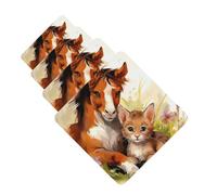 4 Pcs Car Air Fresheners Decorative Car Air Freshener Card Long Lasting Hanging Fragrance Scented Cute Horse and Cat Car Aromatherapy Tablets Rearview Mirror Pendant for Men Women