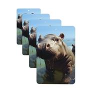 4 Pcs Car Air Fresheners Decorative Car Air Freshener Card Long Lasting Hanging Fragrance Scented Cute Baby Hippos Car Aromatherapy Tablets Rearview Mirror Pendant for Men Women