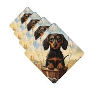 4 Pcs Car Air Fresheners Decorative Car Air Freshener Card Long Lasting Hanging Fragrance Scented Dachshund Hot Air Balloon Car Aromatherapy Tablets Rearview Mirror Pendant for Men Women
