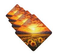 4 Pcs Car Air Fresheners Decorative Car Air Freshener Card Long Lasting Hanging Fragrance Scented Dreamlike Sunset Of A Sunflower Field Car Aromatherapy Tablets Rearview Mirror Pendant for Men Women