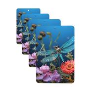 4 Pcs Car Air Fresheners Decorative Car Air Freshener Card Long Lasting Hanging Fragrance Scented Dragonfly and Flower Car Aromatherapy Tablets Rearview Mirror Pendant for Men Women