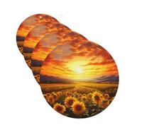 4 Pcs Car Air Fresheners Decorative Car Air Freshener Card Long Lasting Hanging Fragrance Scented Dreamlike Sunset Of A Sunflower Field Car Aromatherapy Tablets Rearview Mirror Pendant for Men Women