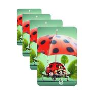 4 Pcs Car Air Fresheners Decorative Car Air Freshener Card Long Lasting Hanging Fragrance Scented Funny Ladybug Holding Umbrellas Car Aromatherapy Tablets Rearview Mirror Pendant for Men Women
