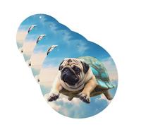 4 Pcs Car Air Fresheners Decorative Car Air Freshener Card Long Lasting Hanging Fragrance Scented Funny Turtle Pug Dog in The Sky Car Aromatherapy Tablets Rearview Mirror Pendant for Men Women