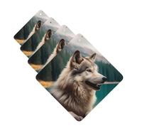 4 Pcs Car Air Fresheners Decorative Car Air Freshener Card Long Lasting Hanging Fragrance Scented Fun Animal Wolf Car Aromatherapy Tablets Rearview Mirror Pendant for Men Women