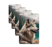 4 Pcs Car Air Fresheners Decorative Car Air Freshener Card Long Lasting Hanging Fragrance Scented Fun Animal Wolf Car Aromatherapy Tablets Rearview Mirror Pendant for Men Women