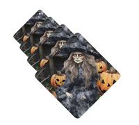 4 Pcs Car Air Fresheners Decorative Car Air Freshener Card Long Lasting Hanging Fragrance Scented Funny Halloween Decor Witch Car Aromatherapy Tablets Rearview Mirror Pendant for Men Women