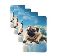 4 Pcs Car Air Fresheners Decorative Car Air Freshener Card Long Lasting Hanging Fragrance Scented Funny Turtle Pug Dog in The Sky Car Aromatherapy Tablets Rearview Mirror Pendant for Men Women