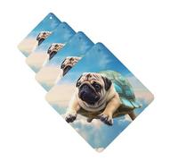 4 Pcs Car Air Fresheners Decorative Car Air Freshener Card Long Lasting Hanging Fragrance Scented Funny Turtle Pug Dog in The Sky Car Aromatherapy Tablets Rearview Mirror Pendant for Men Women